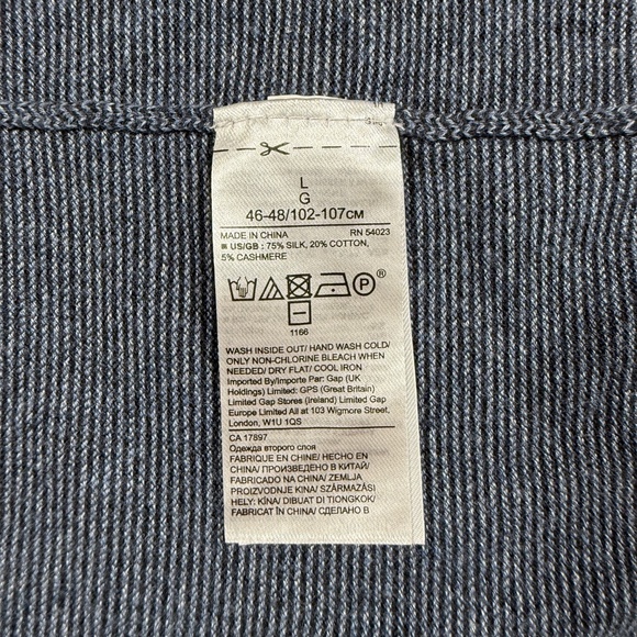 Banana Republic Sweater Mens Size Large Navy Luxury Silk Blend Crewneck - Picture 11 of 12